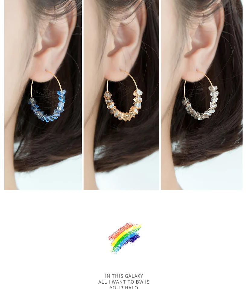 New Fashion Crystal Beads Big Circle Hoop Earrings 925 Sterling Silver Earring For Women Bohemian Wedding Engagement Jewelry (5)