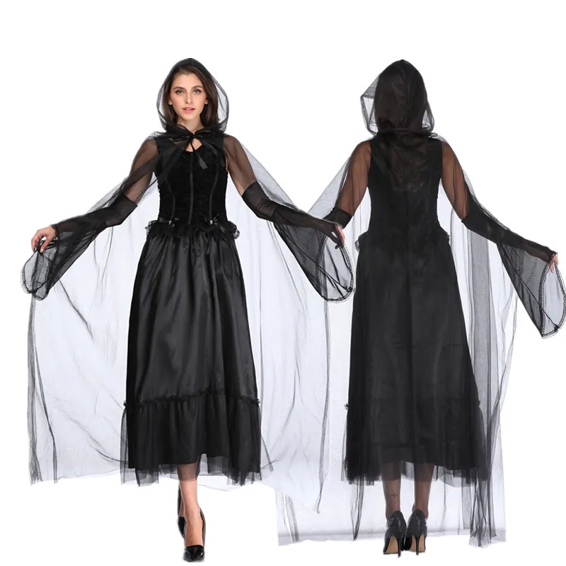 

Halloween Party COS Costume Mysterious Women's Witch Ghost Mantle Vampire Horror Ghost Bride Stage Costume