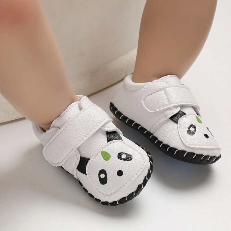 E & Bainel zapatos para recién nacido, mocasines de cuero Pu para bebé, niño preandador, Panda, zapatos de suela suave de goma para niño de 0 a 18 meses|Primeros pasos| - AliExpress