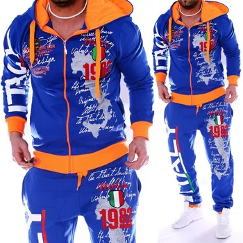 

ZOGAA Autumn Men Tracksuit Hoodies Jacket+Jogger Sweatpants Man Printing Suits 2PCS Tracksuit Men Casual Patchwork Sportwear Set