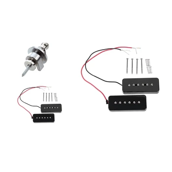 

1x Silver Tone Security Strap Lock & 1 Set P90 Electric Guitar Soapbar Single Coil Pickups P 90 Soap Bar Pickups - Black