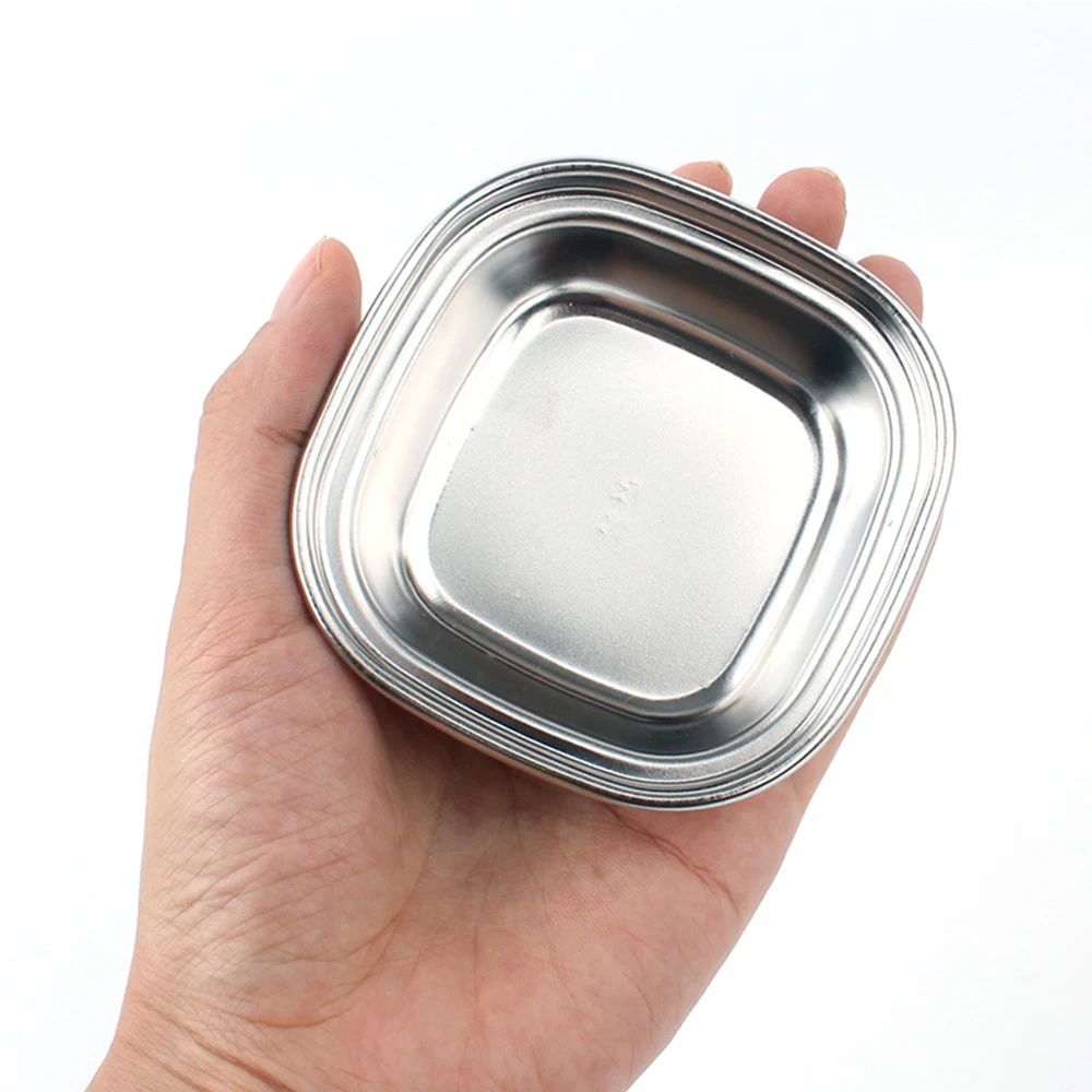 Outdoor barbecue dipping dish Stainless steel multi- style flavor plate BBQ sauce seasoning tray Oil and vinegar dish 1/2/3/4