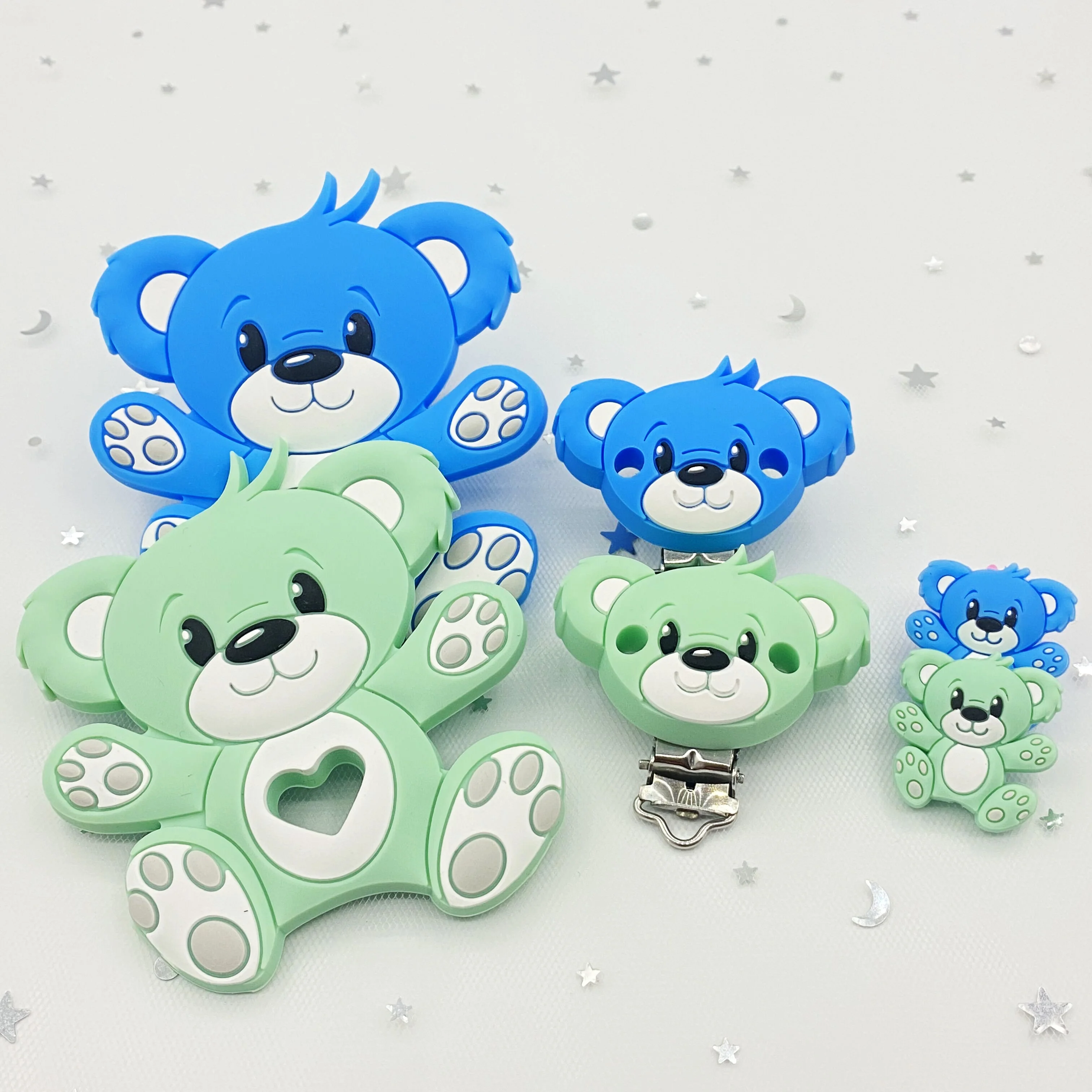 Silicone Pacifier Clip 3pc Bear DIY combination Baby Molar Teether Necklace Beads Tool pacifier clip chain accessories teether clip beads baby silicone accessories