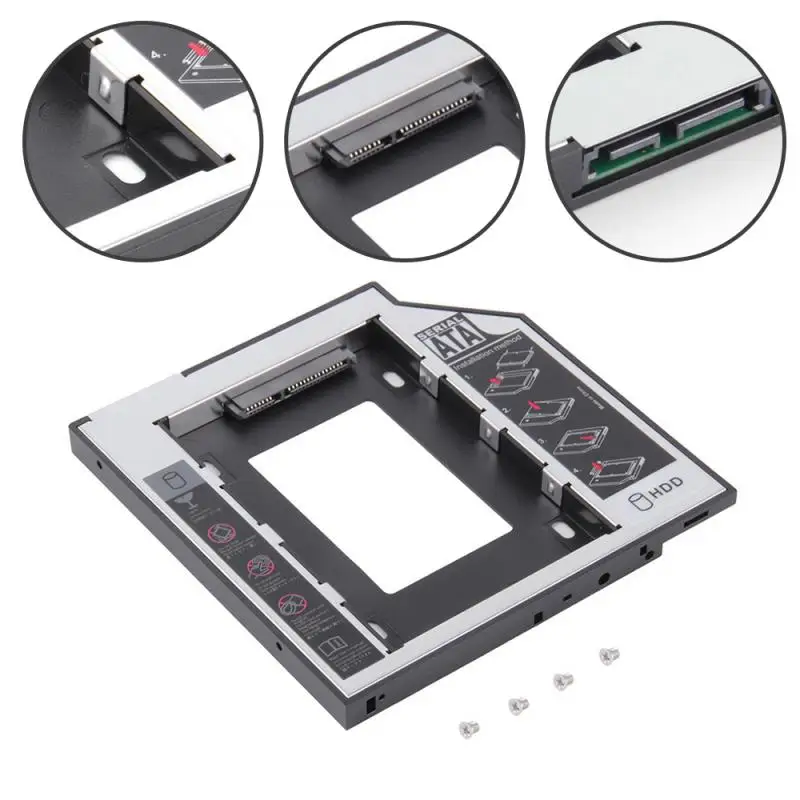 Интерфейс алюминиевый материал 2 й второй Hdd Caddy 9,5 мм SATA 3,0 SSD DVD CD ROM корпус адаптер Жесткий диск Чехлы коробка|Детали и аксессуары| | АлиЭкспресс