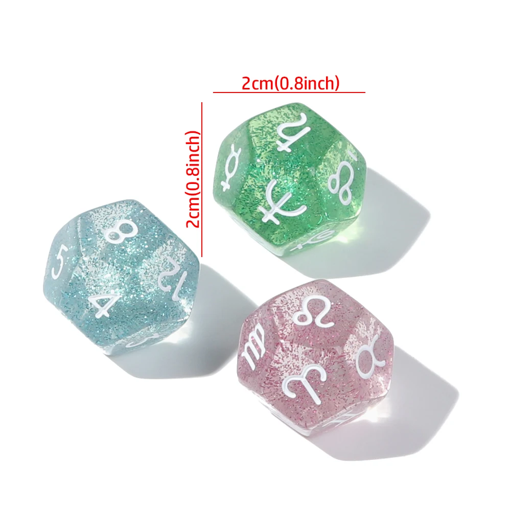 Creative Dice 12-Sided Astrology Zodiac Signs Dice For Constellation Divination Toys Entertainment Board Game 1/3/7Pcs game dice dice set acrylic dice