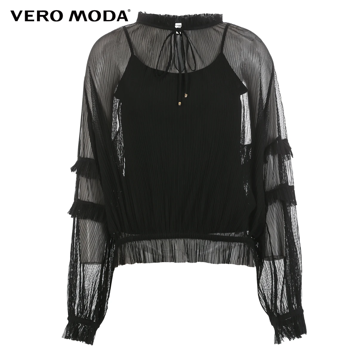 Vero Moda, Новое поступление, плиссированные Многослойные рукава, двухкомпонентный солнцезащитный Топ, шифоновая рубашка | 319102501