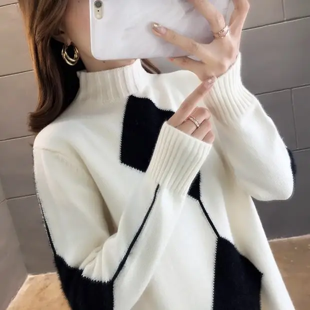 OHCLOTHING 9351 реальная съемка новая верхняя одежда средней длинны и длинная алмаз сочетающихся цветов трикотажный полувер 54- пол 1, 9 строк, 2 полки