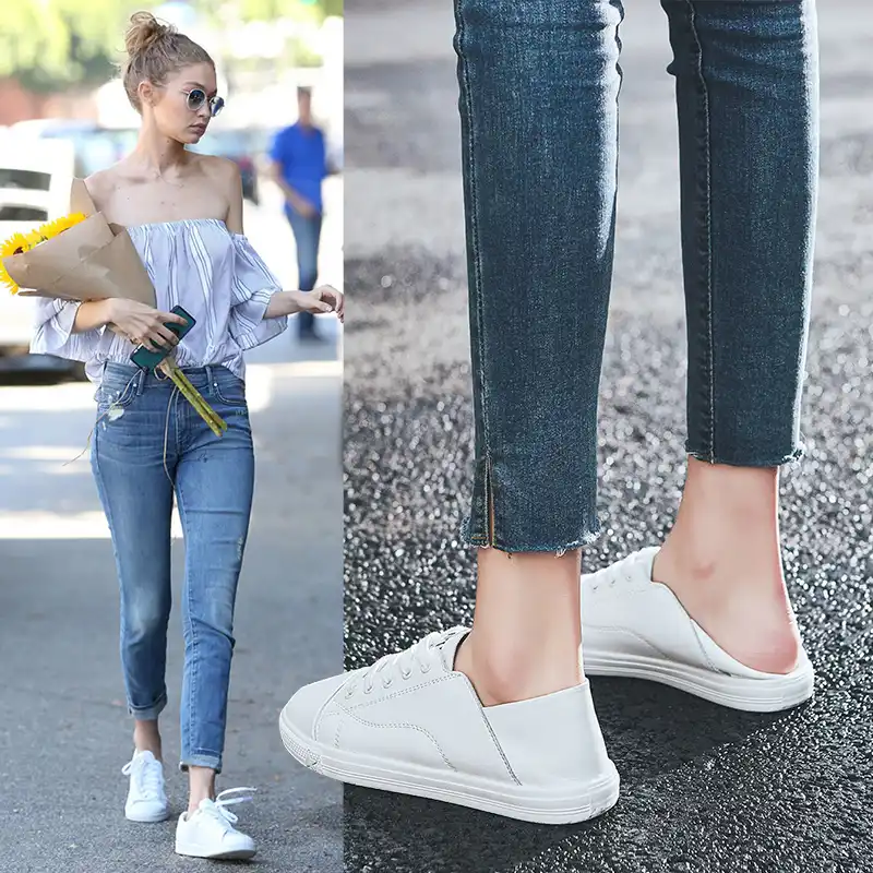 white casual flats
