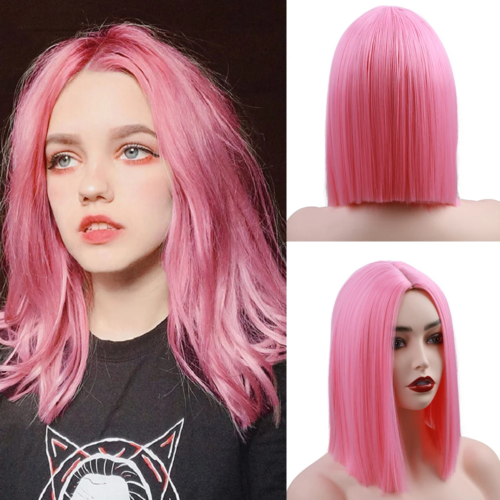 Женский парик из коротких прямых синтетических волос Модные Цветные волосы для