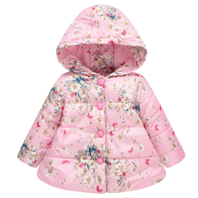 Зимняя Детская Хлопковая одежда с капюшоном для маленьких девочек; детская одежда; детская зимняя куртка; детское пуховое пальто с капюшоном - Цвет: 14