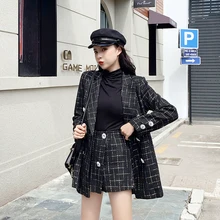 ^#Cheap Autumn and winter new temperament was thin plaid small suit jacket high waist wide leg shorts skirt pants fashion suit female ^#Cheap Autumn and winter new temperament was thin plaid small suit jacket high waist wide leg shorts skirt pants fashion suit female