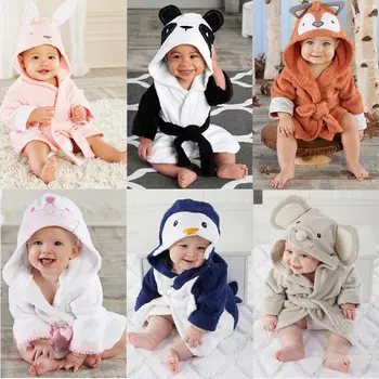 

Cute Boys Girls Animal Ears Bathrobe Hooded Bath Robes Towel Infant Baby Long Sleeve Hoodies Belt Bathing Robes Sleepwear 0-5Y