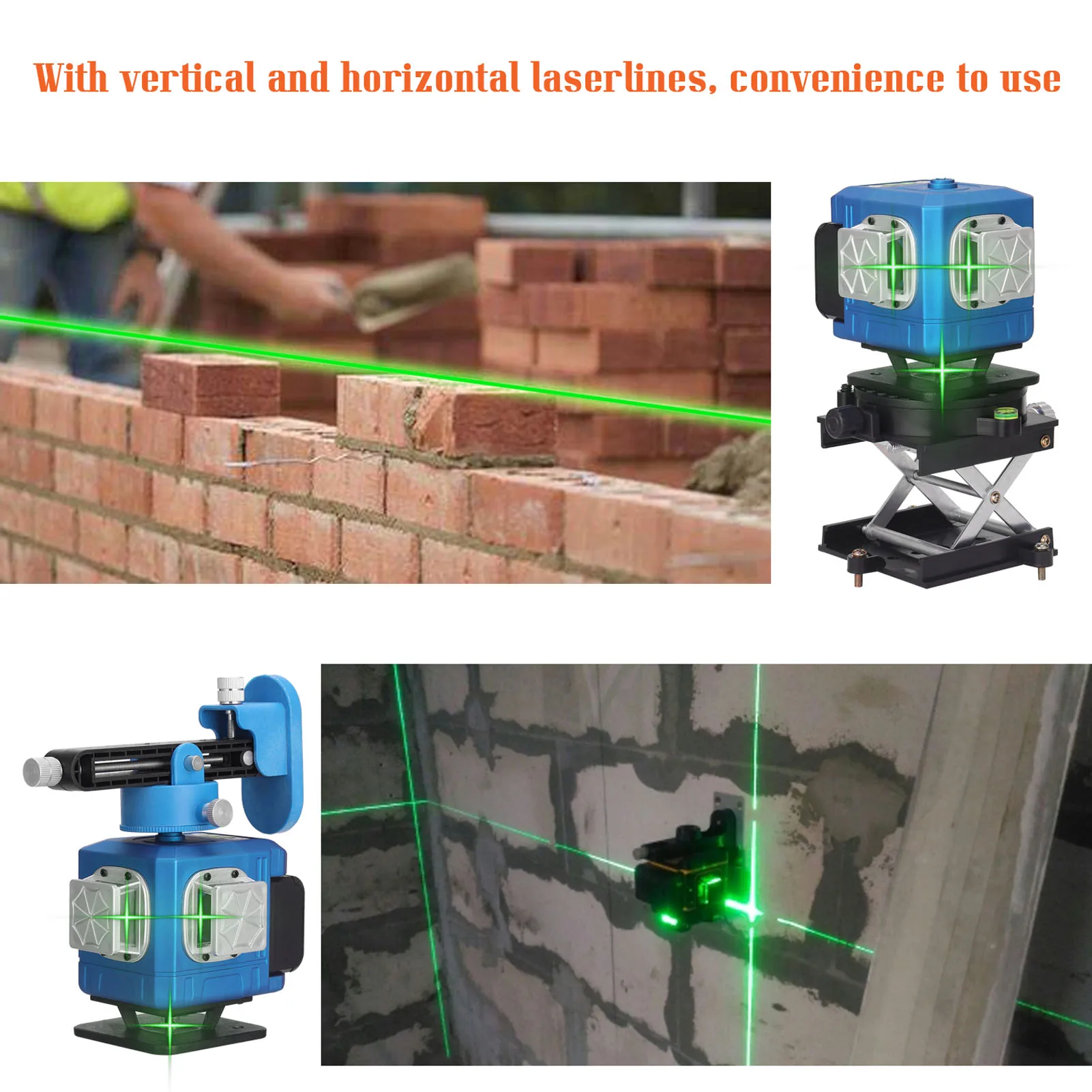 US $106.59 Multifunctional 3D 12 Lines Laser Level Tool Vertical Horizontal Lines with 5 Autoleveling Function with English broadcast