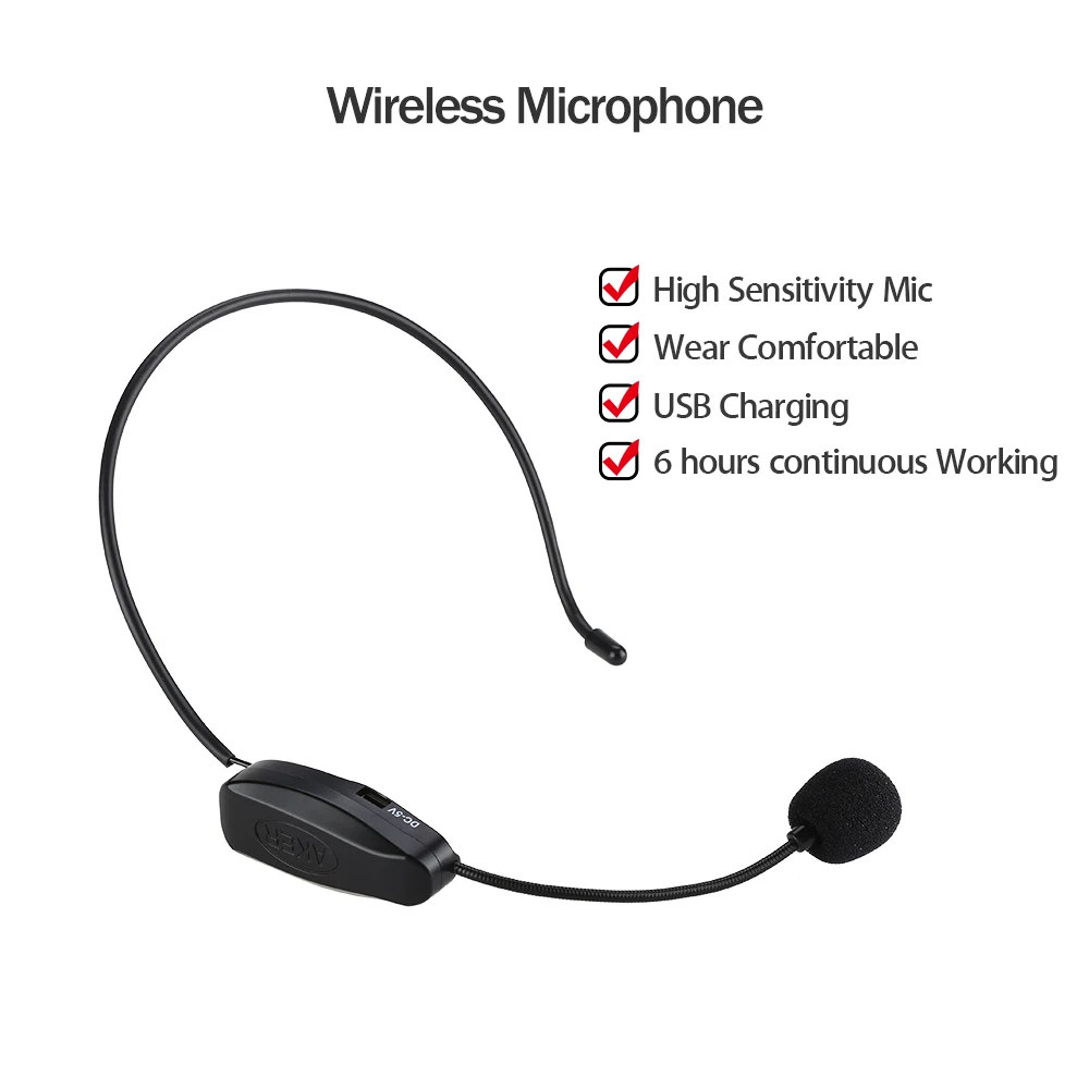 Aker MR2500W 22W Portable Wireless Bluetooth PA Voice Amplifier Headset Microphone 2200mA Amplifier Speaker Voice Booster