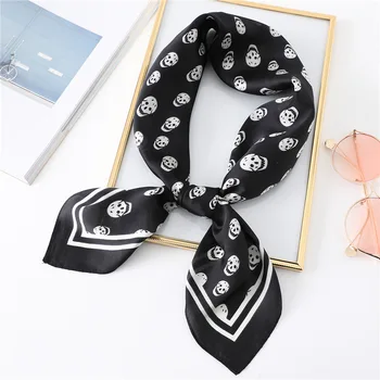 

2020 Rushed Hijab Winter The New Small Square 70 X70cm Professional Decorative Shawl Collar Spring And Summer Joker Skulls Star