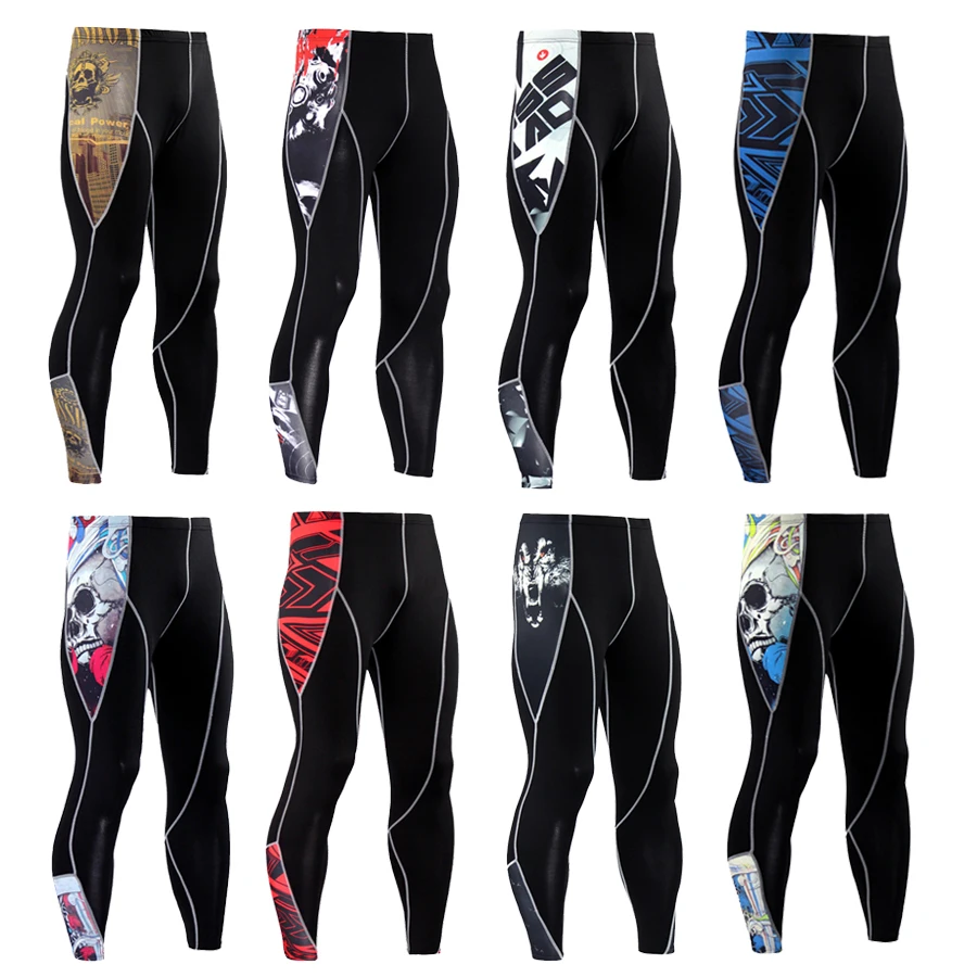 

Fitness running men's sports riding bodybuilding bottoming warm compression elastic quick-drying training pants hot sale