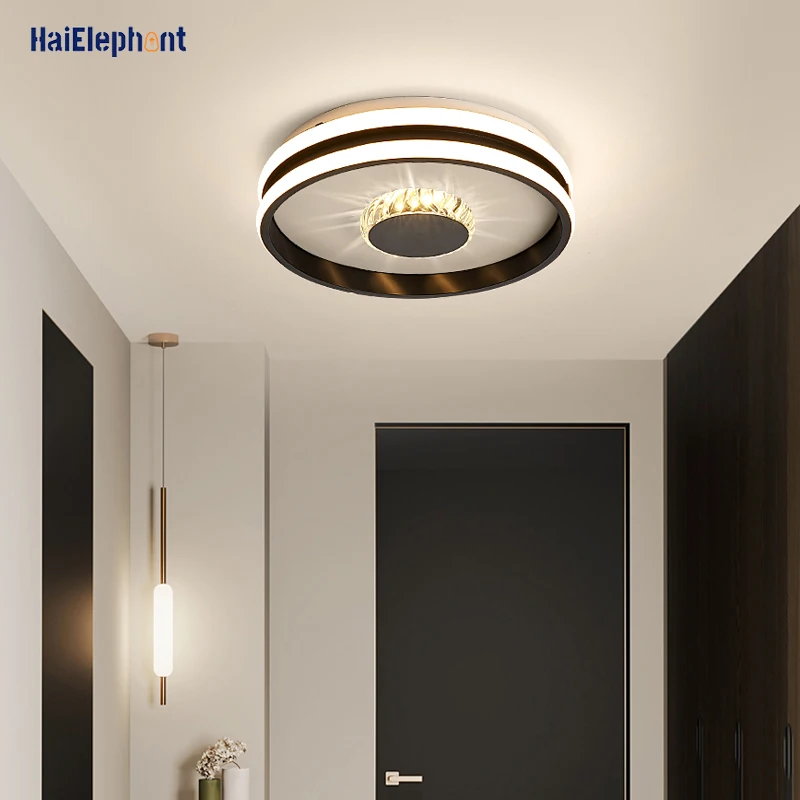 

Round Square Crystal Aisle Lamps Modern LED Ceiling Lights For Living Study Room Bedroom Corridor Loft Home Decorative Lighting