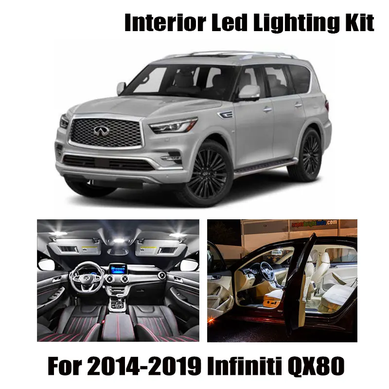 

13 шт., белые лампы Canbus для внутреннего освещения 2014-2019 Infiniti QX80