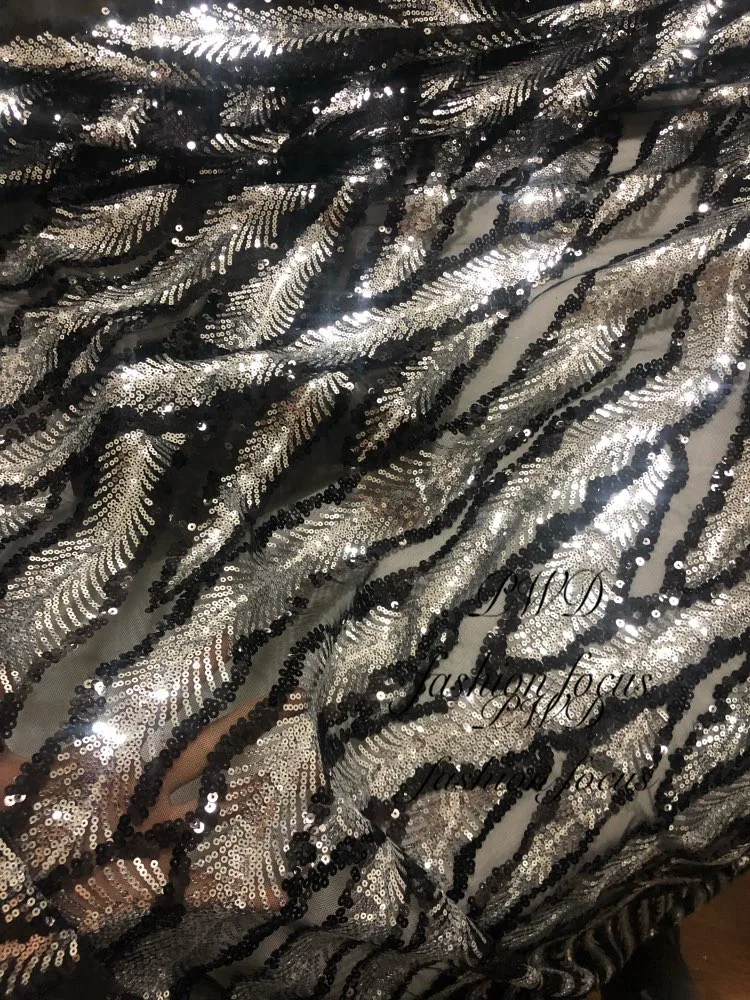 embroidered tulle mesh lace fabric with sequins african net lace fabric for party dress lace fabric