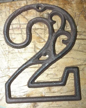 

Rustic BROWN Cast Iron Metal House Number Street Address 4 1/2 INCH # 2