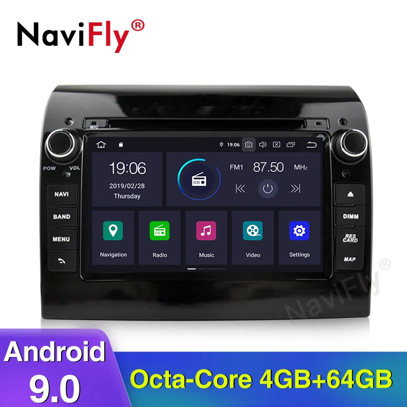 

NaviFly Android 9.0 Octa Core CAR DVD GPS navigation player For FIAT DUCATO car RADIO stereo player with WIFI support OBD DAB