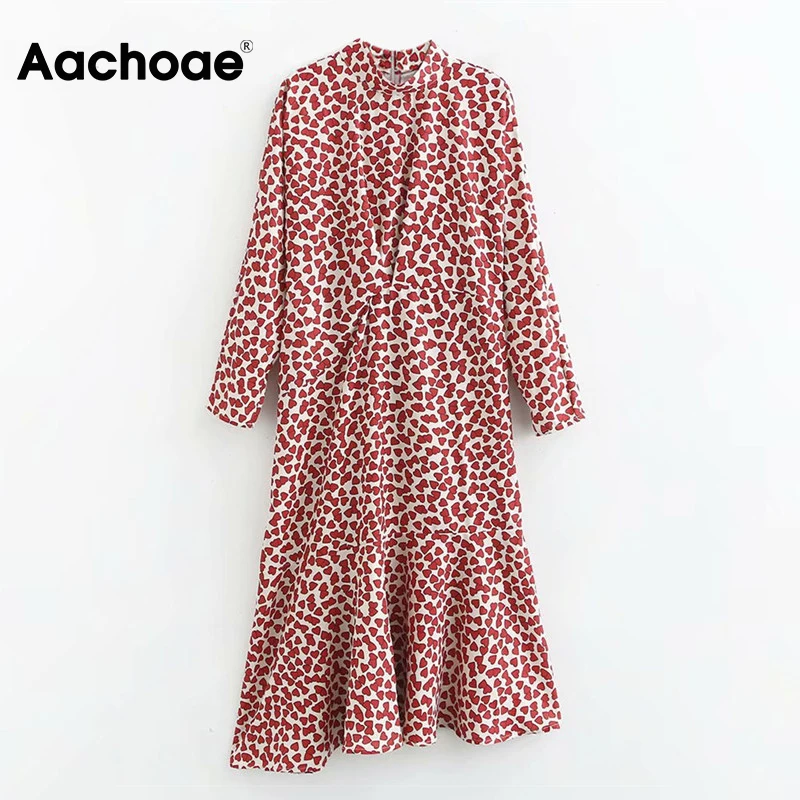 heart print midi dress