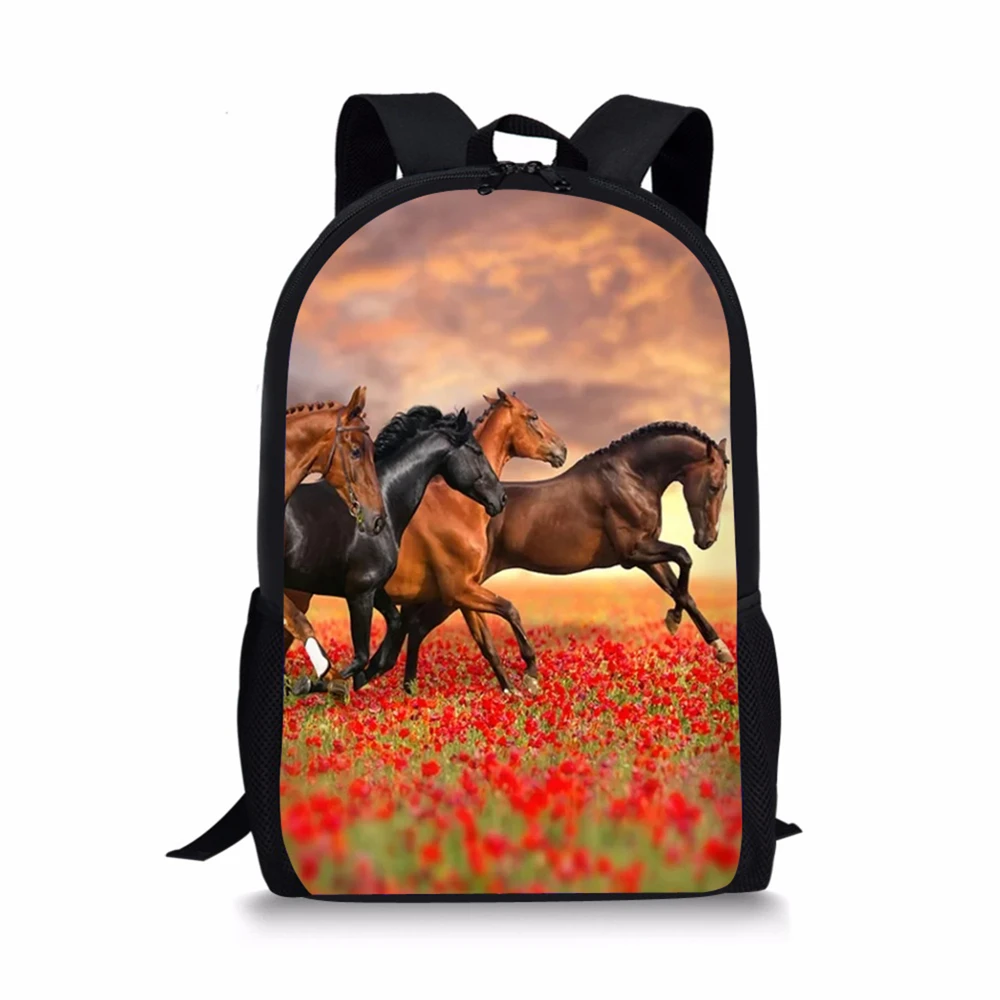 

HaoYun Fashion Kids Backpack Flower Horse Prints Pattern Children's School Bags Cute Toddler Book Bags Women's Travel Backpack