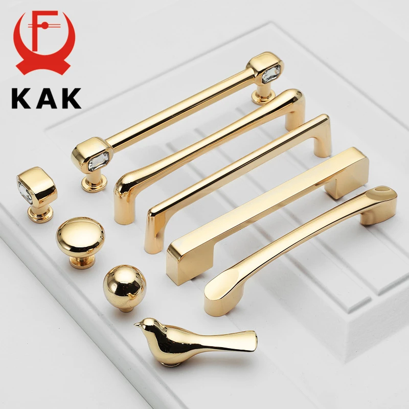 Яркая Золотая кухонная ручка KAK роскошные модные ручки для шкафа и Дверных шкафов
