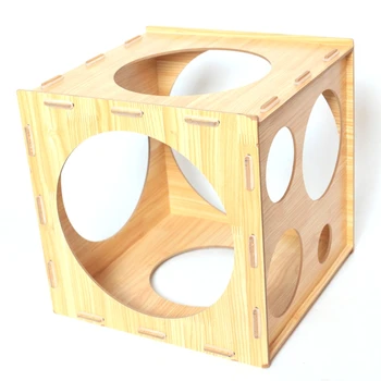 

9 Holes Balloon Sizer Box Wood Square Balloon Measurement Tool for Arch Kit