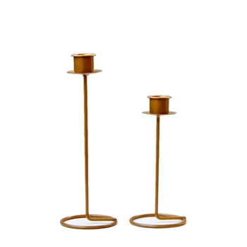 

2 Pack Home Decoration Golden Metal Candle Holder Dark Golden Luxury Iron Candle Holder
