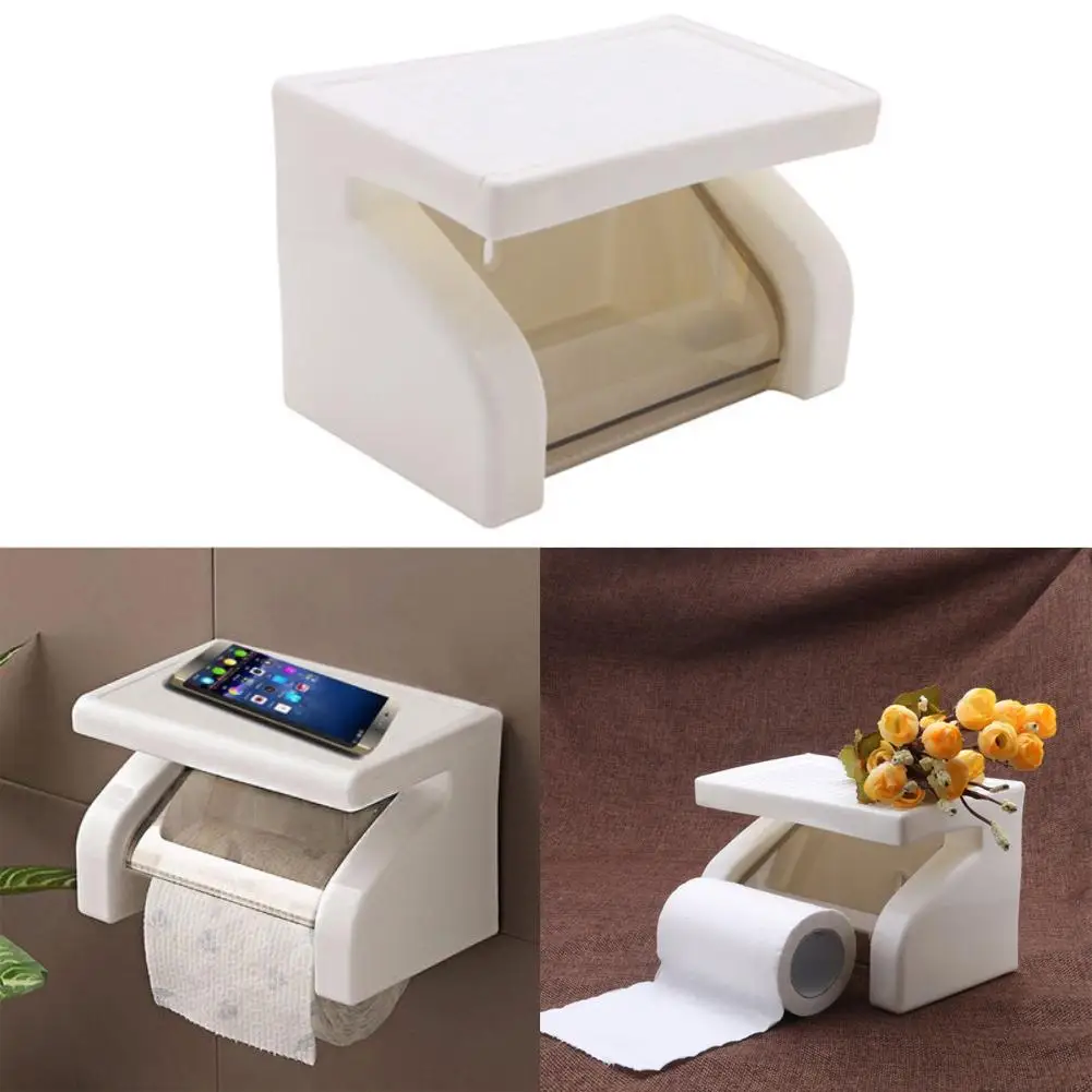 

Plastic Roll Toilet Paper Box Holder Wall Mounted Fr Bathroom Tool Waterproof