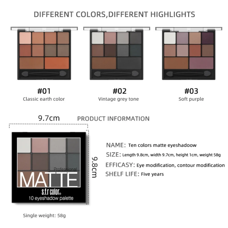 10 Color Eyeshadow Pallette Makeup Tools Full Matte Eyeshadow Pan Pumpkin Smoky Eye Shadow Nude Eye Shadow With Brush Maquiagem