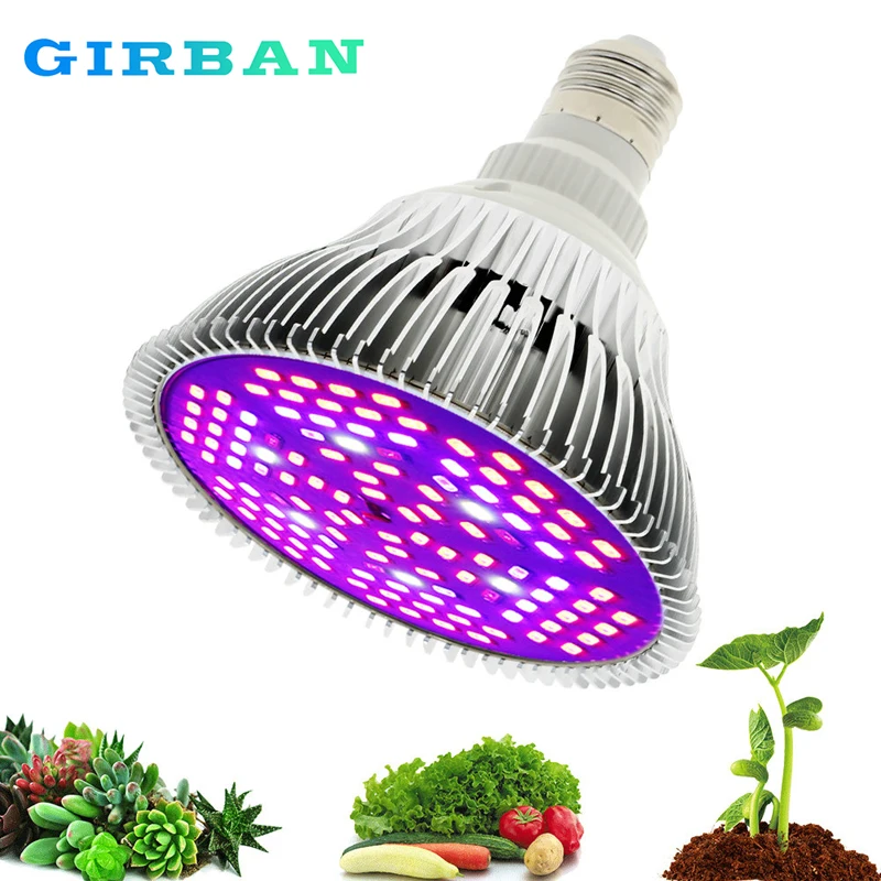 GIRBAN 5pc/lot Grow Light PhytoLamp E27 Full Spectrum 30W 50W 80W UV IR Growing Bulb LED Growth Lamp for Indoor Plant Greenhouse | Освещение