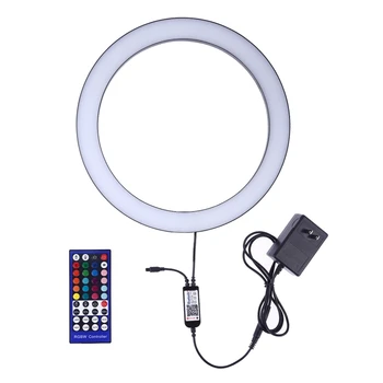 

Hot 3C-PULUZ 12 Inch Photography Dimmable LED Ring Light Vlogging Selfie RGB Full Color Video Light&Cold Shoe Tripod Head&Phone