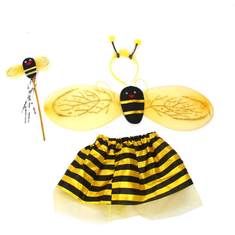 Little Bumble Bee Tutu Dress Girls Honeybee Fancy Dress Up Outfit Yellow Black Striped Insect Birthday Halloween Costume (15)