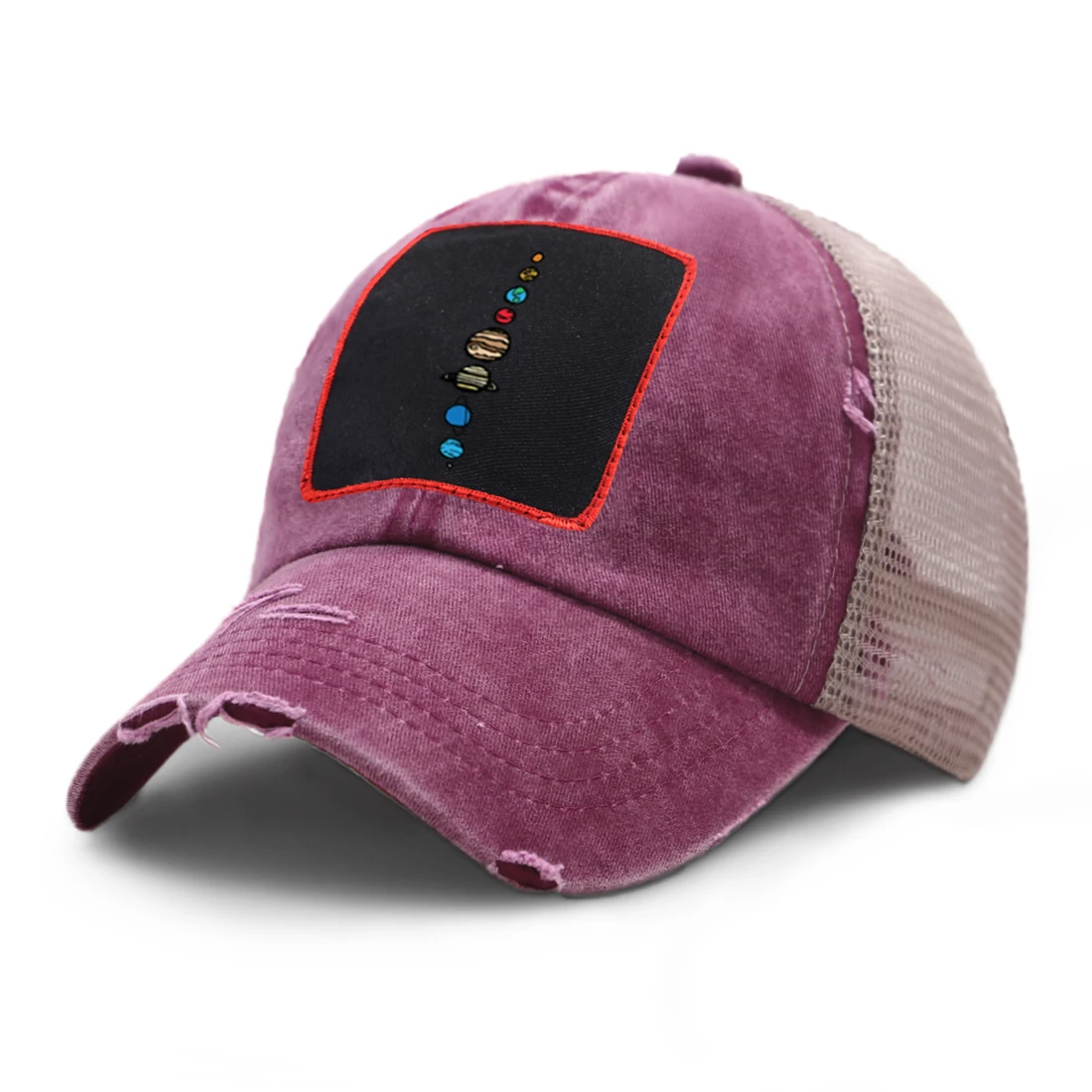 

Sunscreen Mesh Baseball Cap Solar System Planets Fitted Grinding Multicolor Snapback Caps Woman's Adjustable Summer Brand Czapka