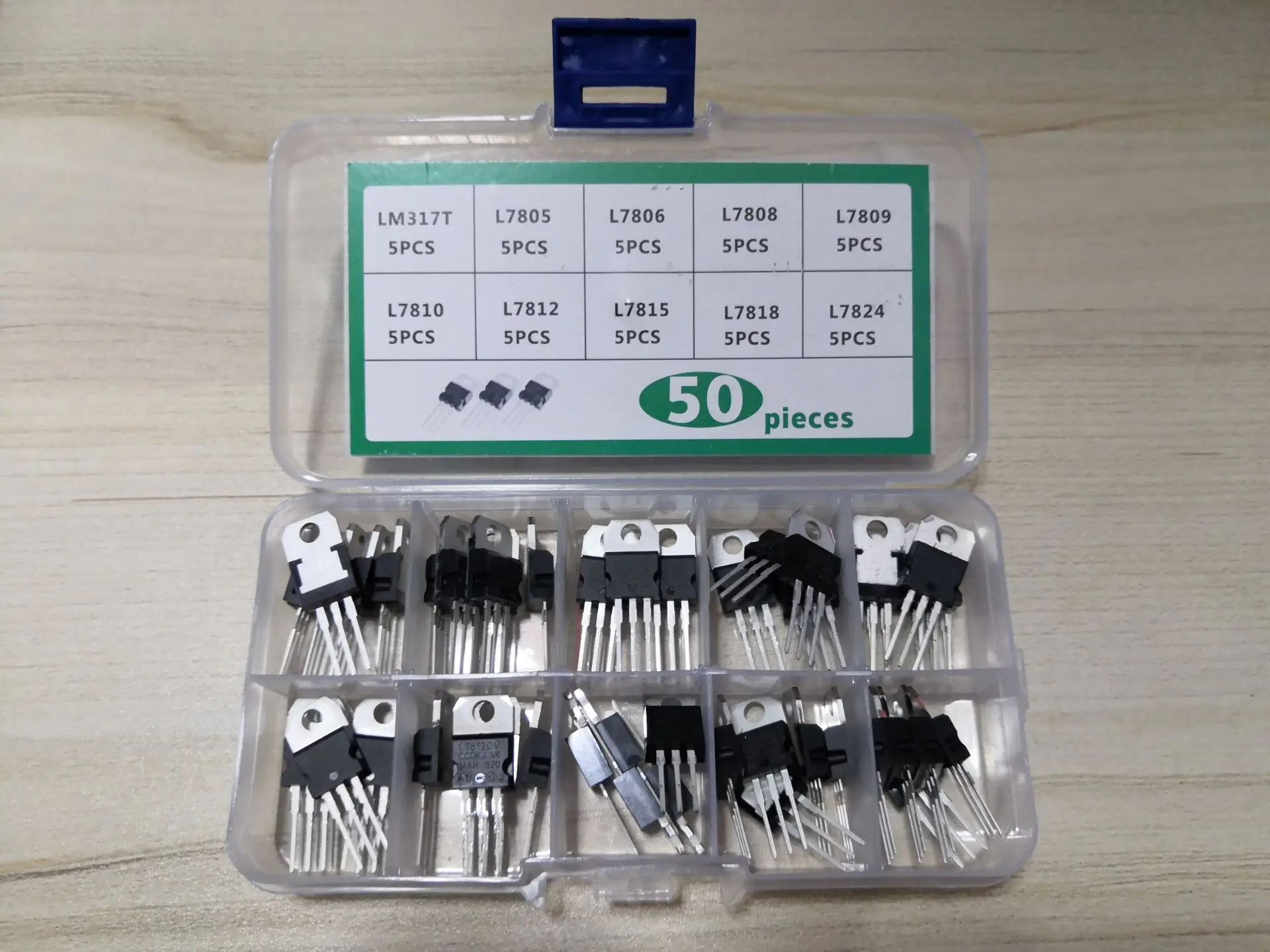 1 Scatola 50 Pz 10 Valori Kit Transistor L7805 L7806 L7808 L7809 7810 L7812 7815 7818 7824/Cv Lm317T Regolatore Di Tensione A Tre Terminali
