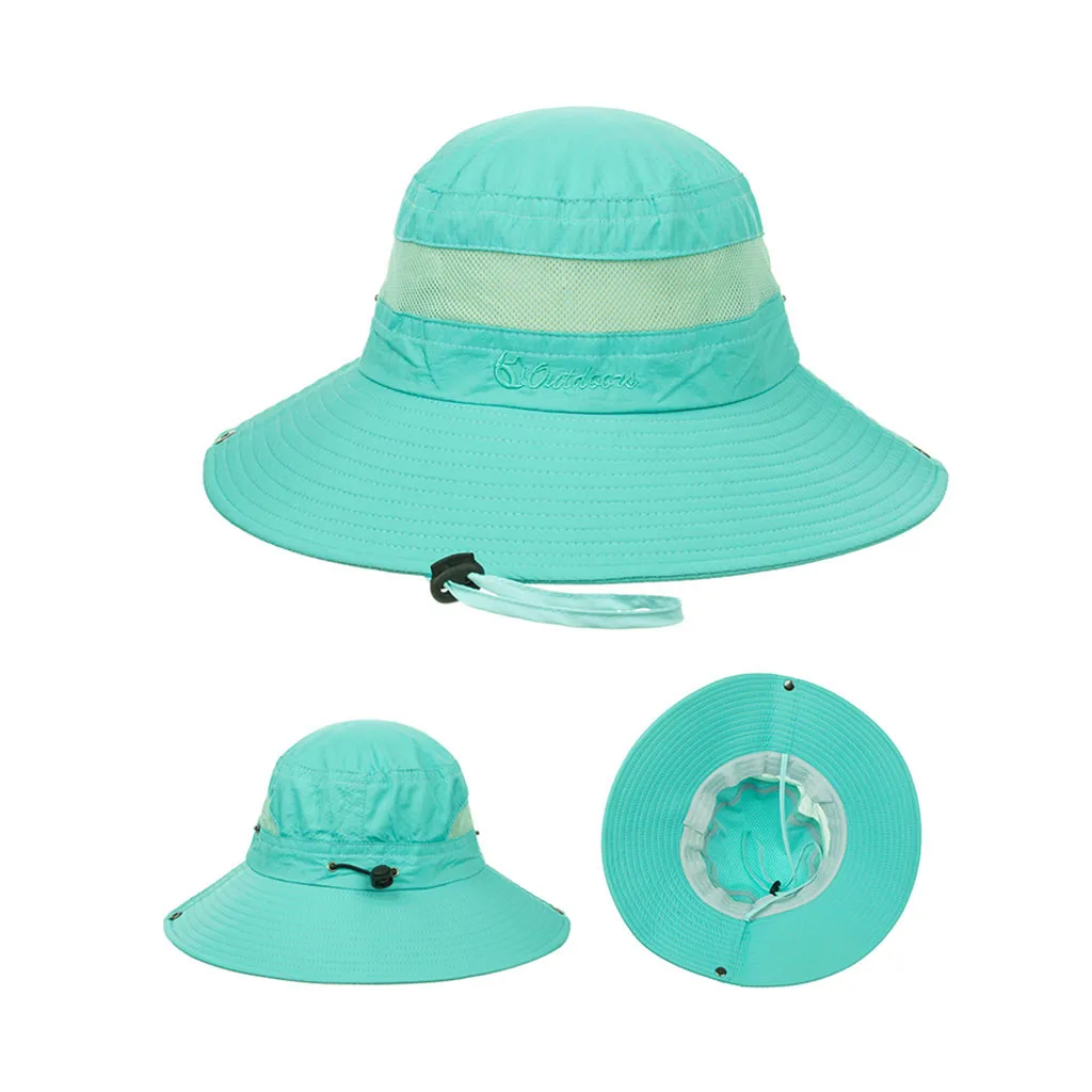 Light blue Cap Одноцветная шляпа-ведро унисекс, модная летняя уличная шляпа от солнца, шляпа-ведро с сеткой, сетчатая дышащая шапка для рыбалки bob chapeau - Цвет: Light blue Cap