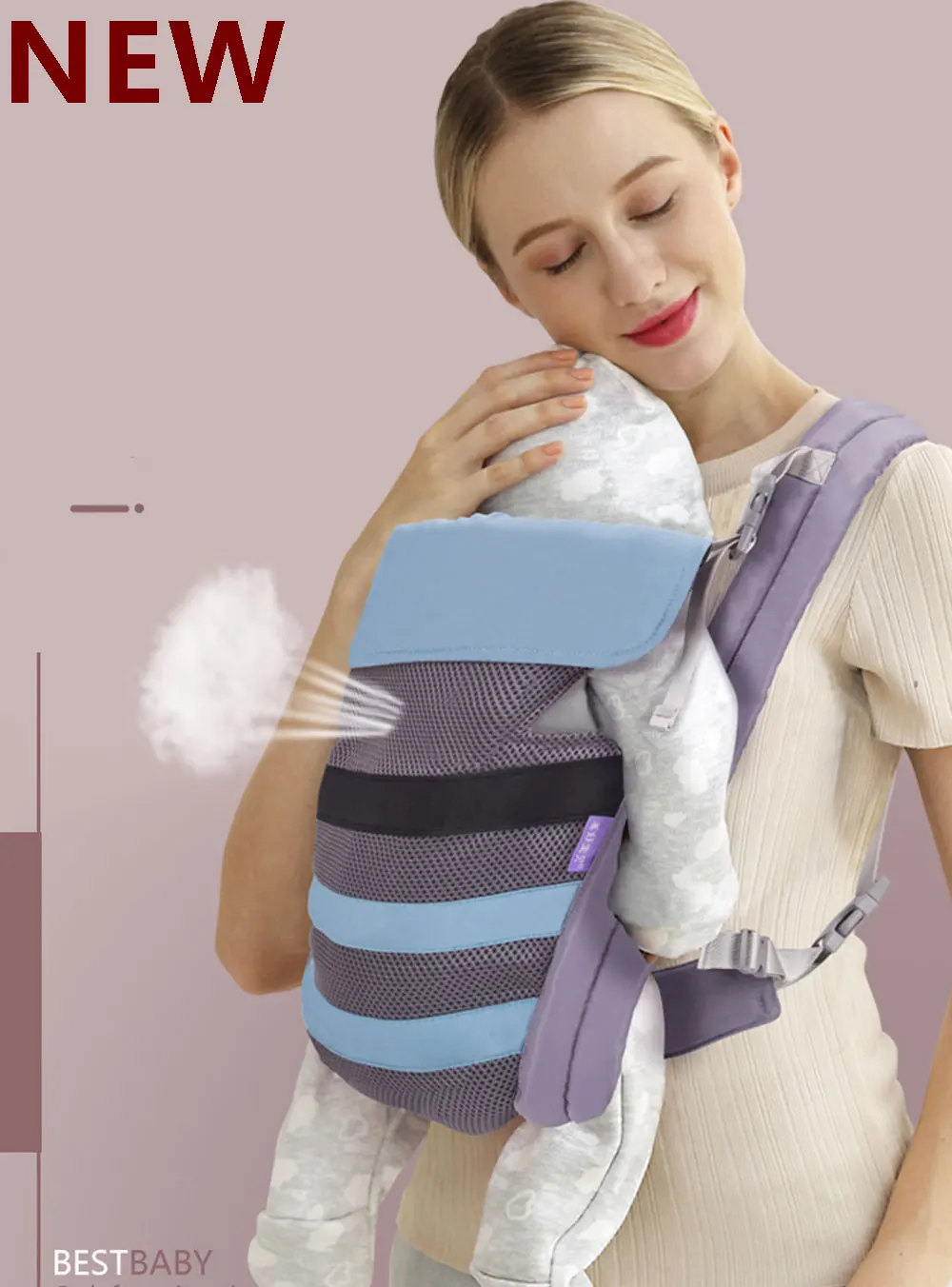 Respirável para Recém-nascidos Estilingue Ergonômico Hipseat Baby Carrier Band 360 Cuidado Infantil Cintura Ajustável Estilintes Frente Dorp Navio 2 Mamãe e Bebê