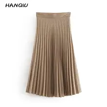 Летние длинные юбки для женщин, юбка с высокой талией, винтажная клетчатая плиссированная юбка, корейская мода, женская элегантная юбка миди kawaii