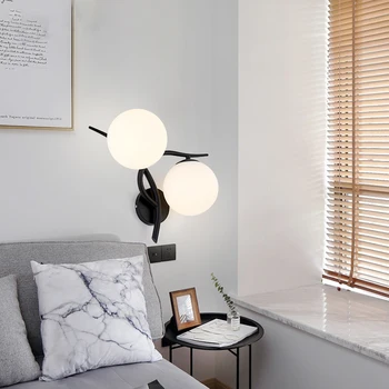 

Nordic style simple fashion bedroom bedside balcony living room stairway double-headed wall lamp