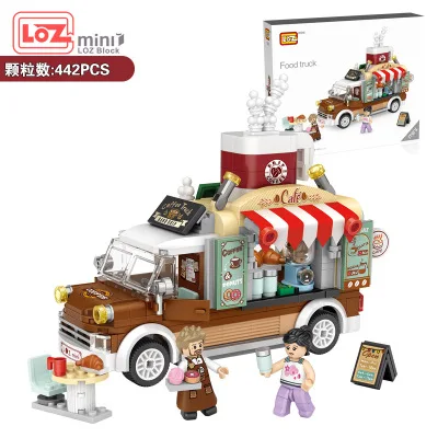 LOZ Mini Blocks City Series Street view 491pcs+ FOOD truck fruit/icecream shop learning  Assemble Toys  1739 2
