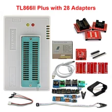 100% original mais novo v10.55 tl866ii plus universal minipro programador + 28 adaptadores clipe de teste tl866 pic bios alta velocidade programador