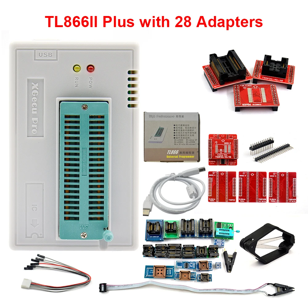 Программатор V10.37 TL866II Plus универсальный мини Pro программатор TL866 nand flash AVR PIC Bios USB с 28