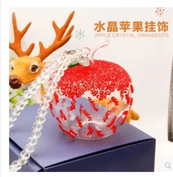 

New Style Christmas Edition Crystal Apple Car Crystal Hanging Decoration Apple Automobile Hanging Ornament Car Mounted Diamond S