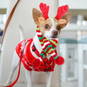 

1 Set Dog Scarf and Headband Christmas Theme Dog Cat Costumes Accessories