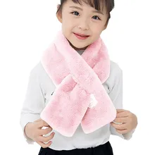 Детский шарф для девочек, для мальчиков зимнее Детское пальто из толстого плюша обувь на платформе из искусственного кроличьего меха; Однотонный детский модный шарф Цвет шею