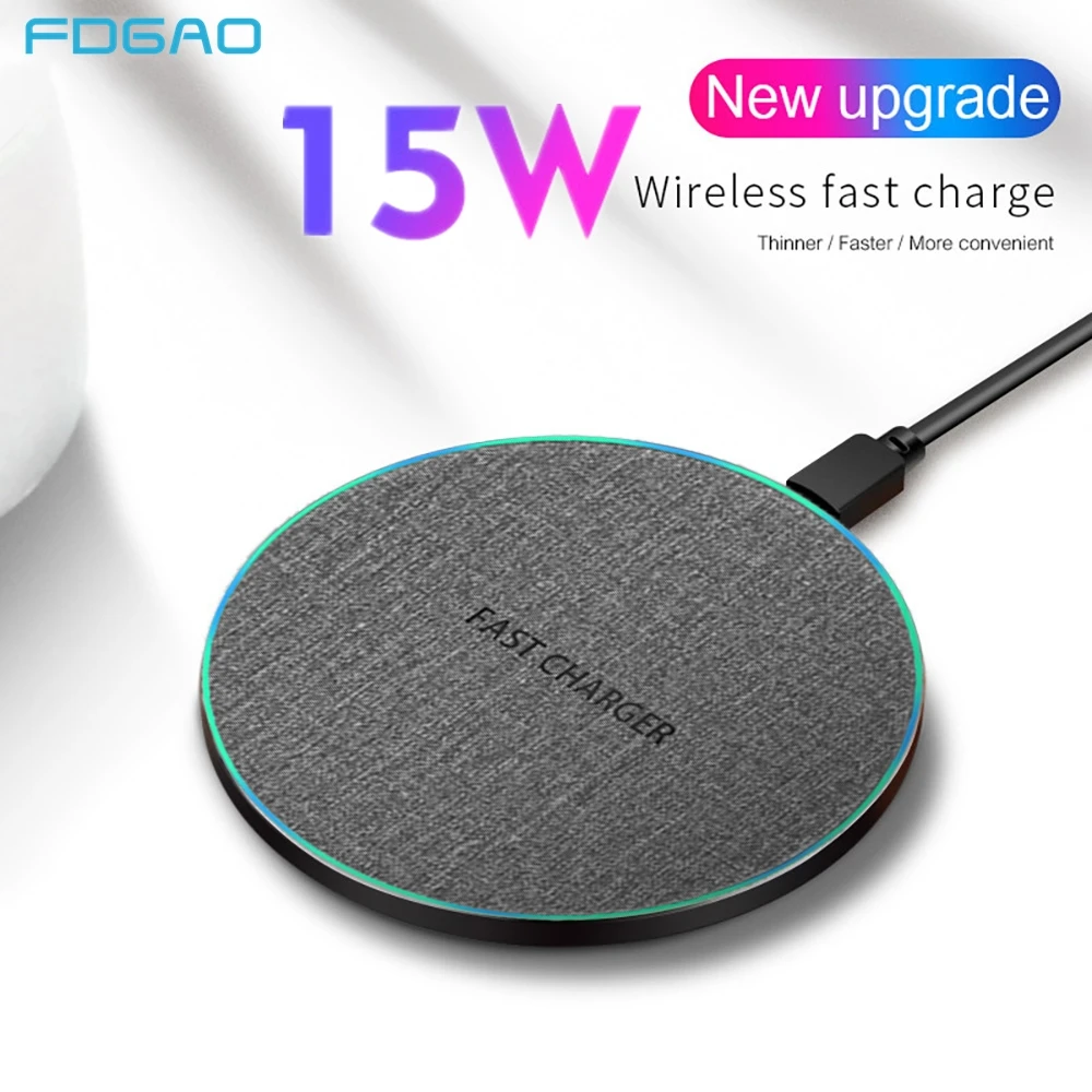 

FDGAO 15W Qi Wireless Quick Charger for iPhone 8 X XR XS Max Airpods 2 10W Fast Charging Pad For Sasmung S10 S9 S8 Note 10 9