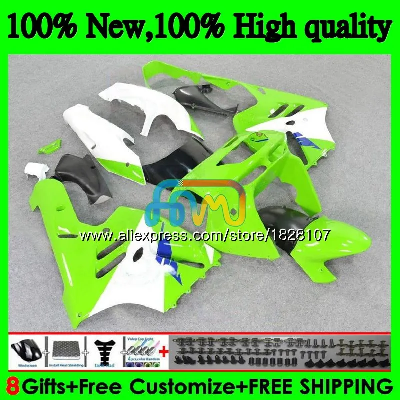 Корпус для KAWASAKI ZX900 900 CC ZX 900 9 R 19BS. 19 9R 900CC ZX-9R ZX9R 94 95 96 97 1994 1995 1996 зеленый белый 1997 обтекатели комплект