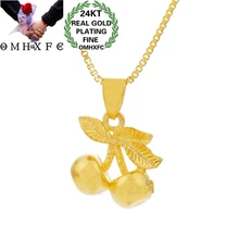 OMHXFC Европейская мода Горячая Женская Девушка Вечерние День рождения Свадьба подарок тонкая вишня 24KT золотой кулон Подвеска Шарм PN330